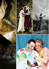 Looking unusual wedding theme ideas? Searching for offbeat and alternative wedding options? Peek at pictures of gothic, wild west, fairytale, medieval wedding styles.